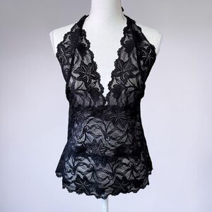Lane Bryant Lingerie Black Lace Halter Top 22/24 3X